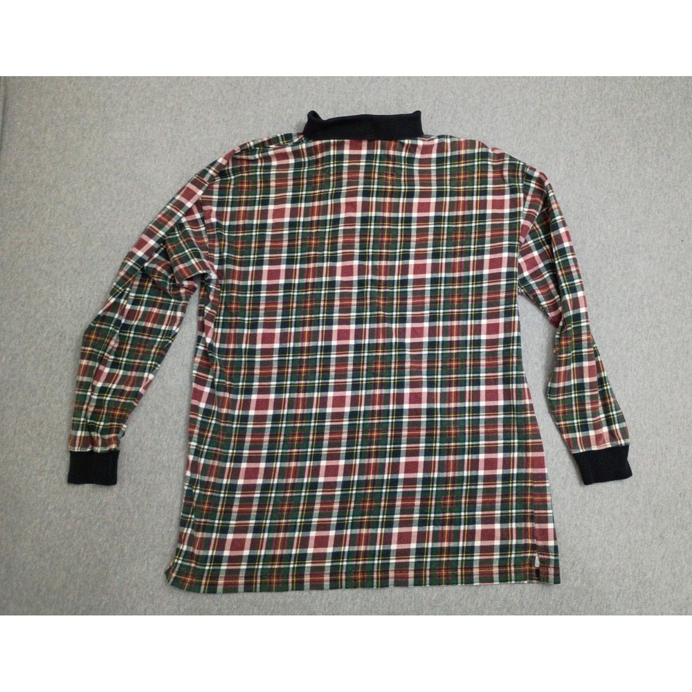 Duck Head Mens Long Sleeve Plaid Polo Shirt Green Red Large 100% Cotton - Picture 3 of 6